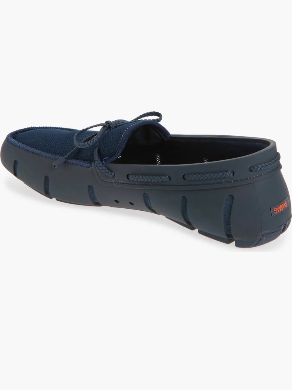 SWIMS Braided Lace Loafers Men's Navy blue Driving Moccasins Rubber NEW 8.5